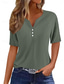cheap Plain tee-Women&#039;s T Shirt Solid Color Plain Stylish Modern Casual Short Sleeve V Neck Regular Tops Daily Weekend Eyelet Black White Pink Blue Purple Summer