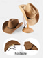 abordables Chapeaux pour hommes-Chapeau de cowboy pliable en paille pour homme avec bande noire – chapeau d'été western pour la plage, les voyages et les loisirs