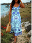 preiswerte Boho Kleider-Damen Maxikleid A Linie Kleid Schulterfreies Kleid Urlaub Lässig Boho Party Normale Passform Grafik Stammes Ärmellos Quadrathals Hell Rot Blau Sommer Frühling