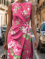 cheap Elegant Floral Dresses-Women&#039;s Midi Dress Prom Dress Floral Dress Summer Dress Elegant Fashion Outdoor Party Date Regular Fit Flower Sleeveless Crew Neck Pink Summer Spring