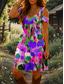 abordables Robes fleuries-Femmes Mini Robe Robe trapèze Robe d&#039;été Vacances Occasionnel Quotidien Fête Coupe régulière Fleuri Graphique Manche Courte Col en V Rose Claire Violet Vert Été