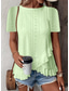 cheap Plain tee-Women&#039;s T Shirt Solid Color Plain Basic Casual Short Sleeve Crew Neck Regular Tops Daily Weekend Ruffle Eyelet White Yellow Pink Green Summer