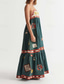 cheap Boho Dress-Women&#039;s Long Dress Maxi Dress Casual Dress Slip Dress Boho Dress Fashion Outdoor Party Holiday Regular Fit Painting Sleeveless Spaghetti Strap Dark Green Summer