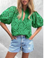 cheap Plain Tank Top-Women&#039;s Blouse Solid Color Stylish Casual Half Sleeve V Neck Regular Tops Daily Lace Patchwork Black White Pink Green Summer Spring