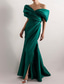 cheap YELLOW-Yellow Dress High Fashion Mustard Dress Mermaid / Trumpet Evening Gown Cocktail Dress Formal Wedding Floor Length Sleeveless Off Shoulder Satin with Ruched Details Slit 2025