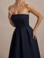 cheap White Graduation Dresses-Women&#039;s Midi Dress White Dress Graduation Dress Prom Dress Party Dress Fashion Wedding Party Evening Party Regular Fit Plain Sleeveless Strapless Black White Yellow Pink Summer