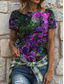 cheap Boho tee-Women&#039;s T Shirt Floral Graphic Plants Bohemia Vintage Stylish Short Sleeve Crew Neck Round Neck Regular Tops Daily Going out Weekend Print Yellow Blue Purple Green Summer Spring