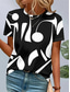 cheap Stripe&amp;Geometric tee-Women&#039;s T Shirt Graphic Geometric Striped Vintage Stylish Classic Short Sleeve Crew Neck Round Neck Regular Tops Daily Print Black Dusty Blue Summer Spring