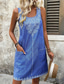 abordables Vestidos casuales con flores-Mujer Mini vestido Vestido bohemio Vestido Estampado Moda Moderno Diario Vacaciones Festivos Ajuste regular Flor Sin Mangas Escote en U Azul Real Verano