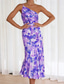 cheap Print Floral Dresses-Women&#039;s Midi Dress Floral Dress Print Dress Fashion Modern Outdoor Vacation Weekend Regular Fit Flower Sleeveless One Shoulder Yellow Blue Purple Orange Summer