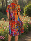abordables Art &amp; Design Robe-Femmes Robe Midi Robe trapèze Robe d&#039;été Vacances Occasionnel Chaussures de plage Date Robe d&#039;Été Coupe régulière Graphique Géométrique Abstrait Manche Courte Revers Jaune Rouge Bleu Violet Été