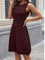 cheap Stripe&amp;Geometric Dress-Women&#039;s Mini Dress A Line Dress Work Dresses Off The Shoulder Dress Vacation Office Regular Fit Plaid Sleeveless Crew Neck Black White Wine Navy Blue Summer