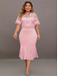cheap Tea Length-Dress Mother of the Bride Dress Elegant Crew Neck Tea Length Lace Short Sleeve with Solid Color 2025