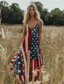 billiga Självständighetsdag Klänning-Självständighetsdagen Kvinnors Patriotiska Fjärde Juli Maxiklänning Solklänning A-linje Klänning Glidklänning Semester Avslappnad Utgång Strand Vanlig Passform Grafisk Stjärnor och Stripes National