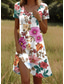 preiswerte Blumenkleider-Damen Minikleid T-Shirt-Kleid Sommerkleid A Linie Kleid Urlaub Lässig Strand Täglich Ferien Date Normale Passform Blumen Grafik Kurzarm V Ausschnitt Rosa Blau Purpur Sommer