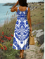 tanie Sukienki boho-Damskie Sukienka maxi Sukienka A line Letnie sukienki Sukienka z odkrytymi ramionami Urlop Codzienny Impreza Randka Regularny Graficzny Plemienny Bez rękawów Kwadratowy dekolt Czerwony Niebieski