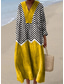 abordables Robes Rayés et Géométriques-Femmes Robe Midi Robe d&#039;Été Robe trapèze Vacances Occasionnel Boho Soirée Sortir Plage Graphique Géométrique Rayure manche longue Col en V Frêne Jaune Rose Claire Orange Été Printemps