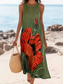 abordables Robes fleuries-Femmes Robe maxi Robe d&#039;Été Robe fourreau Robe à épaules dénudées Occasionnel Sortir Plage Coupe régulière Fleuri Graphique Sans manches Col en V Vert Été Printemps