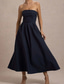 cheap White Graduation Dresses-Women&#039;s Midi Dress White Dress Graduation Dress Prom Dress Party Dress Fashion Wedding Party Evening Party Regular Fit Plain Sleeveless Strapless Black White Yellow Pink Summer