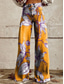 preiswerte weites Bein und hohe Taille-Damen Weites Bein Chinos Urlaub Mode Streetwear Volle Länge Hohe Taille Blumen Tasche Drucken Bequem Weich Mikroelastisch Outdoor Straße Weiß Gelb Marinenblau Blau Sommer Frühling Normale Passform