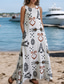 cheap Print Floral Dresses-Women&#039;s Maxi Dress A Line Dress Summer Dress Boho Daily Holiday Regular Fit Graphic Color Block Sleeveless Crew Neck White Khaki Beige Summer