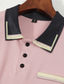 cheap Men&#039;s Classic Polo-Men&#039;s Golf Shirt Golf Polos Shirts Work Casual Lapel Short Sleeve Basic Modern Color Block Patchwork Buttons Summer Regular Fit Black Pink Sky Blue Golf Shirt
