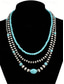 abordables Collier pour femme-Collier multicouches en perles turquoise pour femme – bijoux de style bohème du sud-ouest pour tenues décontractées, fêtes sur la plage et festivals d'été