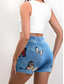 baratos Impressão 3D Azul-Calças Leggings Femininas Shorts Impressão 3D Chinos Férias Vintage Moda de Rua Curto Cintura Alta Impressão Lisa Confortável Macia Elástica Externo Férias Rua Azul Marinho Azul Real Azul Verão