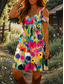 abordables Robes fleuries-Femmes Mini Robe Robe trapèze Robe d&#039;été Vacances Occasionnel Quotidien Fête Coupe régulière Fleuri Graphique Manche Courte Col en V Rose Claire Violet Vert Été
