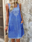 abordables Vestidos casuales con flores-Mujer Mini vestido Vestido bohemio Vestido Estampado Moda Moderno Diario Vacaciones Festivos Ajuste regular Flor Sin Mangas Escote en U Azul Real Verano