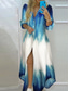 cheap Floral Dress-Women&#039;s Maxi Dress Shift Dress Vacation Casual Daily Loose Fit Ombre Floral Graphic Long Sleeve Shirt Collar White Pink Navy Blue Blue Summer