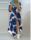 cheap Floral Dress-Women&#039;s Maxi Dress Shift Dress Vacation Casual Daily Loose Fit Ombre Floral Graphic Long Sleeve Shirt Collar White Pink Navy Blue Blue Summer