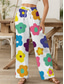 cheap Graphic Pants-Women's Wide Leg Chinos Baggy Pants Beach Shorts Vacation Vintage Fashion Full Length High Waist Floral Graphic Printing Soft Breathable Micro-elastic Casual Daily Outdoor Rainbow Summer Spring Loose