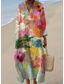economico Abiti a Strisce e Geometrici-Per donna Abito Midi Vestito Estivo Abito a trapezio Vacanza Casual Boho Feste Uscire Spiaggia Floreale Grafico Manica Lunga Scollo a V Rosa chiaro Bianco Verde chiaro Rosa Estate Primavera