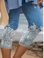 preiswerte Blaue 3D-Druck-Damen Leggings Capri Hosen 3D Druck Hohe Elastizität Urlaub Vintage Mode Knöchellang Hohe Taille Blumengrafik Geometrisch Atmungsaktiv Weich Dehnbar Formal Urlaub Büro Robin&#039;s Egg Blau