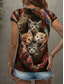 cheap Animals Tank Top-Women&#039;s  Animal Cat Camisole Tank Top Vintage Tropical Fashion Sleeveless Short Sleeve V Neck Regular Tops Daily Print Yellow Red Blue Purple Green Summer Spring
