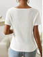 cheap Plain tee-Women&#039;s Shirt Plain Basic Casual Short Sleeve Asymmetrical V Neck Regular Tops Daily Buttons Asymmetric White Red Purple Summer