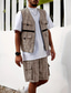cheap Men&#039;s Vest-Men&#039;s Set Vest Gilet Outdoor Daily Fashion Casual Summer Spring Pocket 2 Piece Polyester Comfortable Plaid Single Breasted One-button V Neck Regular Fit Khaki Gray Vest