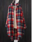cheap Shirts-Women&#039;s Cotton Linen Shirt Plaid Basic Casual Long Sleeve Shirt Collar Long Tops Daily Buttons Pocket Print Red Blue Summer