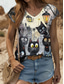 cheap Animals Tank Top-Women&#039;s Animal Cat Camisole Tank Top Vintage Tropical Stylish Sleeveless Short Sleeve V Neck Regular Tops Daily Print Yellow Summer Spring