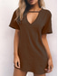 cheap Plain Dress-Women&#039;s Mini Dress T Shirt Dress Tee Dress Summer Dress Casual Daily Regular Fit Plain Short Sleeve V Neck Black White Brown Green Summer