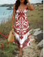 tanie Sukienki boho-Damskie Sukienka maxi Sukienka A line Letnie sukienki Sukienka z odkrytymi ramionami Urlop Codzienny Impreza Randka Regularny Graficzny Plemienny Bez rękawów Kwadratowy dekolt Czerwony Niebieski