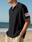 ieftine Polo clasic pentru bărbați-Bărbați Cămașă de golf Tricouri polo de golf Muncă Casual Rever Manșon scurt De Bază Modern Drapelul SUA american Nasturi Vară Fit regulat Kaki Deschis Negru Alb Bleumarin Verde Militar Gri Cămașă de