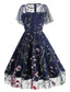 ieftine rochie florală-Pentru femei Rochie Mini Rochie A line Rochie din Tul Elegant Petrecere cocktail În aer liber Serată Petrecere Brodat Plasă Fit regulat Floral Manșon scurt Stil Nautic Albastru piscină Negru Alb