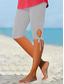 cheap Plain Leggings-Women&#039;s Leggings Vacation Vintage Fashion Knee Length High Waist Solid Color Printing Breathable Soft Micro-elastic Outdoor Daily Black Blue Green Gray Summer Spring Slim Fit