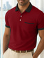 preiswerte Herren Klassisches Polo-Herren Golfshirt Piqué-Poloshirt Lässig Arbeit Revers Gerippter Polokragen Kurzarm Basic Modern Farbblock Patchwork Tasche Frühling &amp; Sommer Normale Passform Leicht Blau Golfshirt