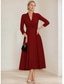 cheap Floor Length-A-Line Blazer Dress Mother of the Bride Dress Tuxedo Dress Stretch Crepe Elegant Simple Lapel Neckline Tea Length Satin 3/4 Length Sleeve with Solid Color