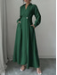 cheap Cocktail Dresses-A-Line Quinceanera Dresses Elegant Dress Formal Wedding Ankle Length Long Sleeve Shirt Collar Satin with Buttons 2025