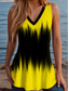 cheap Art&amp;Design Tank Top-Women&#039;s Tank Top Ombre Graphic Abstract Vintage Tropical Metallic Sleeveless V Neck Regular Tops Print White Yellow Red Royal Blue Blue Summer Spring