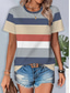 cheap Stripe&amp;Geometric tee-Women&#039;s T Shirt Graphic Geometric Striped Vintage Stylish Classic Short Sleeve Crew Neck Round Neck Regular Tops Daily Print Black Dusty Blue Summer Spring